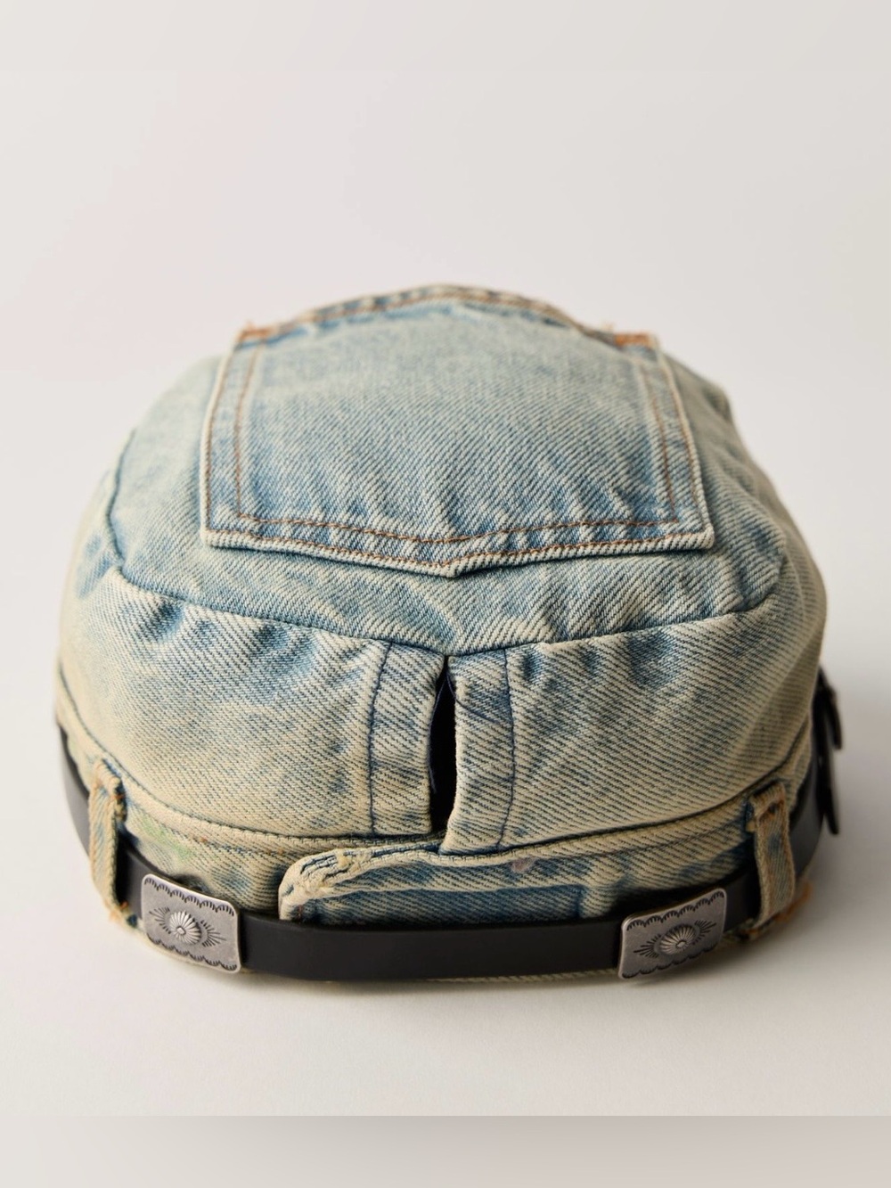 NWT Free People Washed Denim Cadet Hat Cotton Light Wash Blue w/updo Cutout - Picture 6 of 8